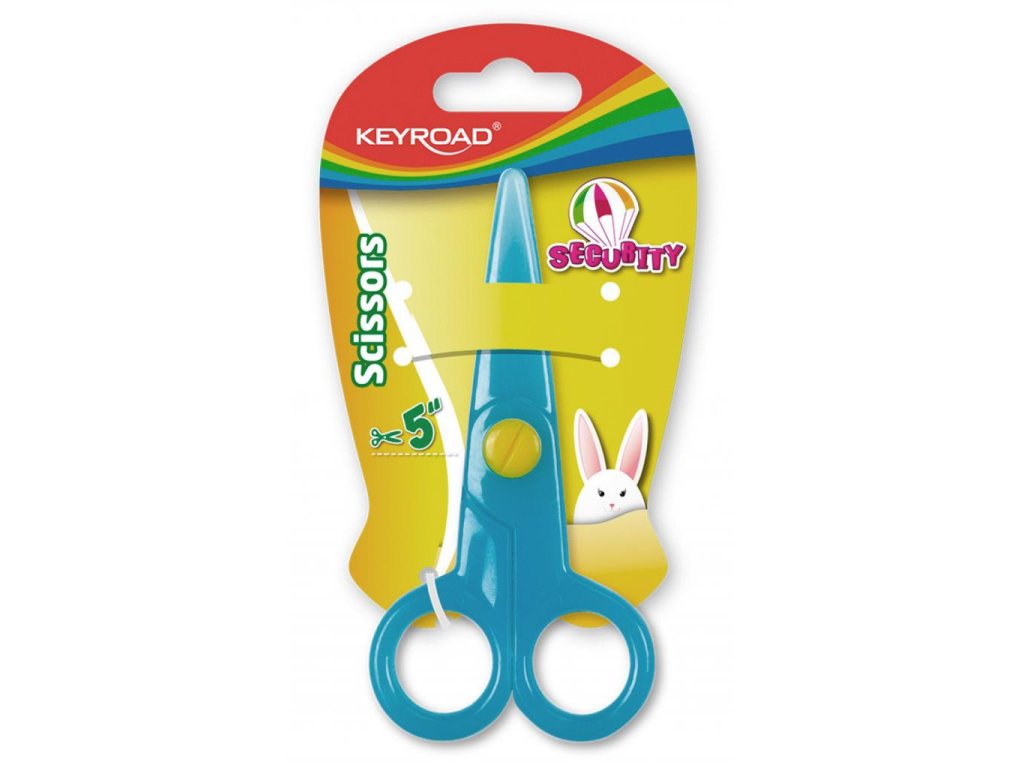 Školské nožnice KEYROAD Security, blister, mix farieb