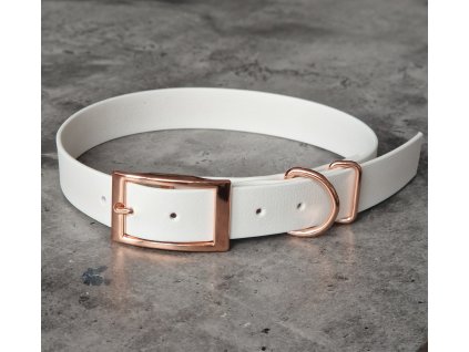 Obojek voděodolný-různé barvy, s opaskovým hranatým zapínáním, rose-gold kování