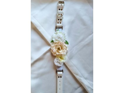 Svatební obojek s kytičkami WHITE