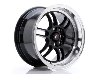 JR Wheels JR7 15x8 ET35 4x100/114 Glossy Black w/Machined Lip