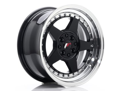 JR Wheels JR6 16x8 ET30 4x100/114 Glossy Black w/Machined Lip
