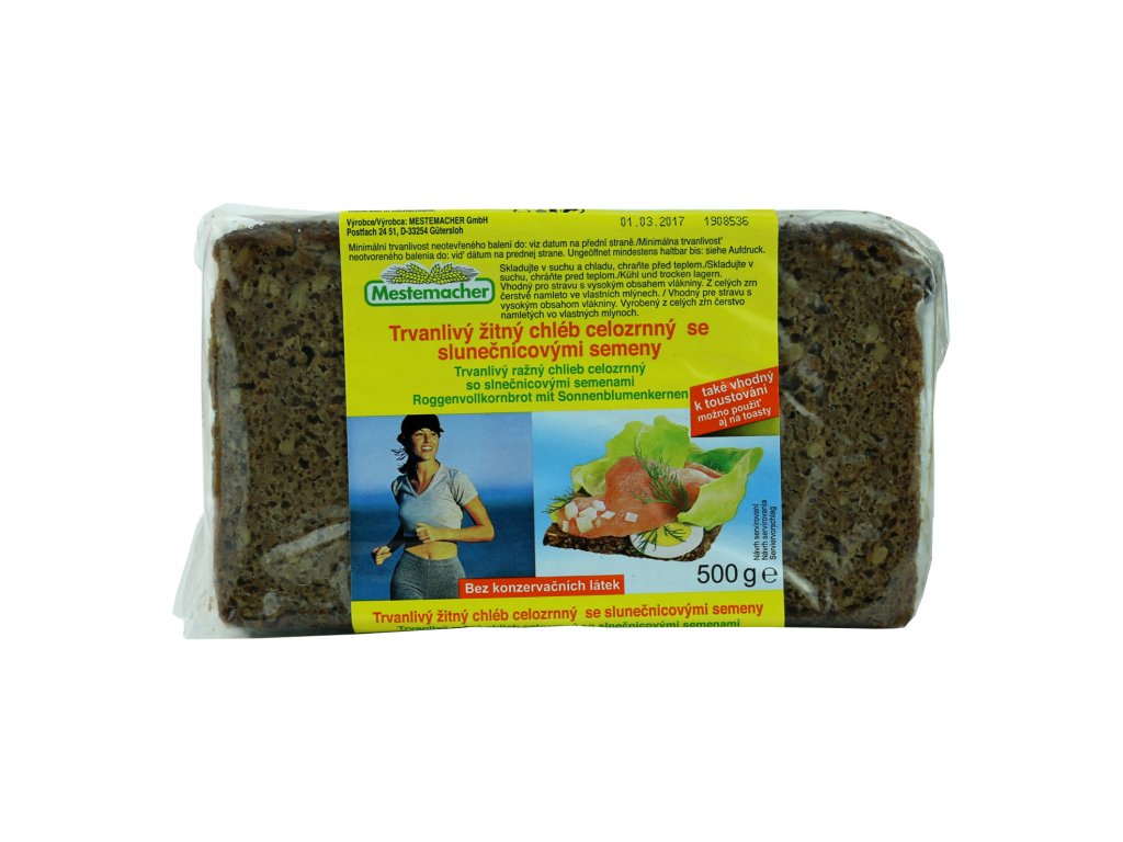 Mestemacher - trvanlivý žitný chléb celozrnný se slunečnicovými semeny 500g