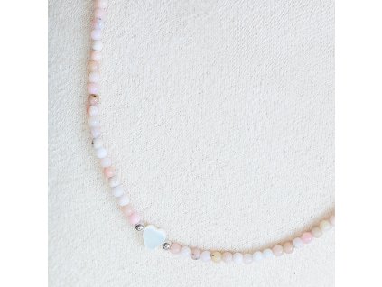 Stříbrný choker se srdíčkem a kameny opálu, WHITE ORCHID (1)