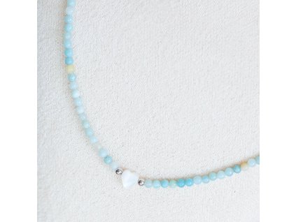 Stříbrný choker s kameny amazonitu, WHITE ORCHID (1)