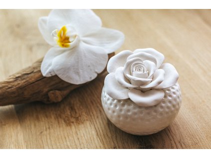 Aroma kámen Růžička v bílé mističce, White Orchid (1)