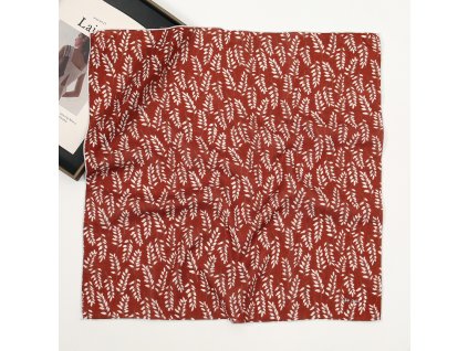 Bavlněný šátek Červený s větvičkami 55x55 cm, WHITE ORCHID (1)