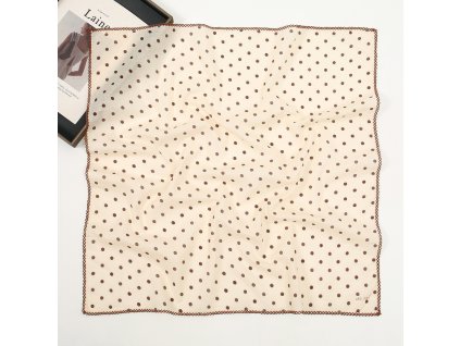 Bavlněný šátek Hnědé puntíky 70x70 cm, WHITE ORCHID (1)
