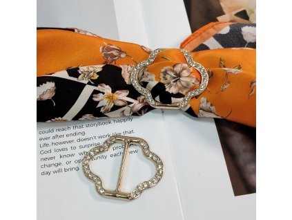 Spona / průvlek na šátek zlatá třpytivá elegance v dárkovém balení, WHITE ORCHID (6)