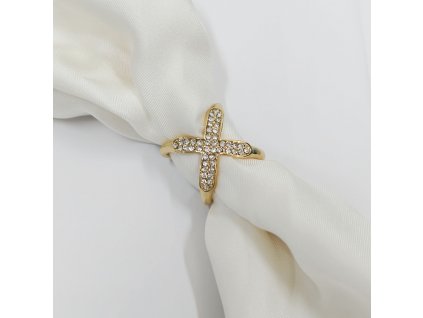 Spona / průvlek na šátek třpytivý kříž v dárkovém balení, WHITE ORCHID