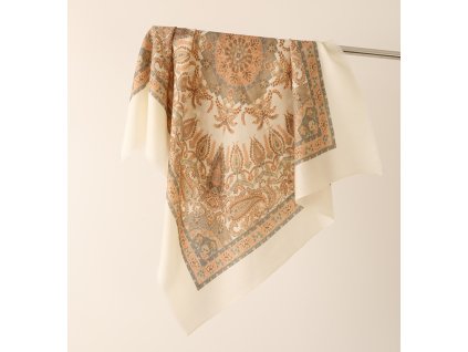 Kašmírový pléd Sluneční mandala 70x70 cm, Hedvábný svět 1