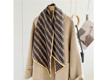 Kašmírová šálka s hedvábím s řetízkovým vzorem 15x150 cm, HEDVÁBNÝ SVĚT 1