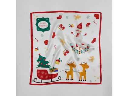 Hedvábný šátek Veselé Vánoce bílý 53x53 cm v dárkovém balení, HEDVÁBNÝ SVĚT 2