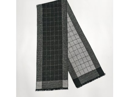 Šála z česaného hedvábí šedá šachovnice oboustranná, HEDVÁBNÝ SVĚT