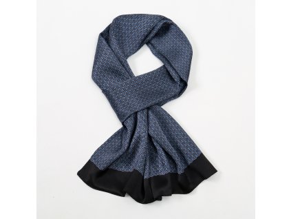 Pánská hedvábná šálka modrá s jemným vzorem 26x155 cm, HEDVÁBNÝ SVĚT