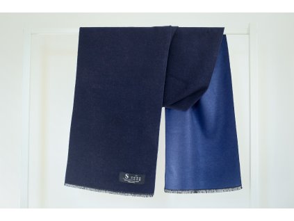 Šála z česaného hedvábí modro-černá oboustranná, HEDVÁBNÝ SVĚT (2)