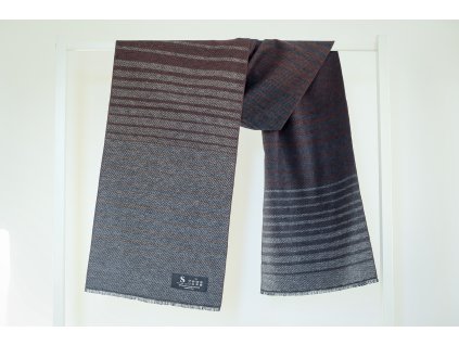 Šála z česaného hedvábí hnědo-šedá se vzorem, HEDVÁBNÝ SVĚT (2)