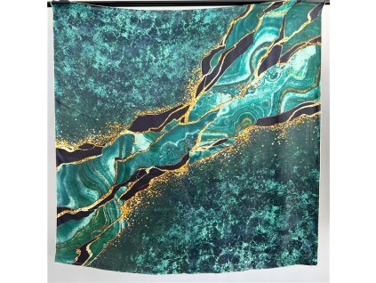 Hedvábný šátek Zelený mramor 110x110 cm v dárkovém balení, HEDVÁBNÝ SVĚT