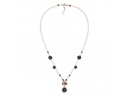 Náhrdelník s černými spinely a přírodními perlami