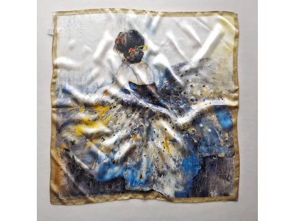 Hedvábný šátek Baletka 68x68 cm v dárkovém balení, WHITE ORCHID