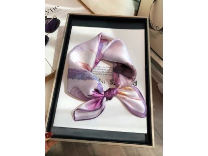 Hedvábný šátek růžovo-fialový 53x53 cm v dárkovém balení, WHITE ORCHID