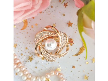 Ozdobná spona s perlou ve tvaru květiny, WHITE ORCHID (2)