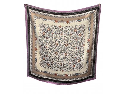 Hedvábný šátek fialový 90x90 cm v dárkovém balení, WHITE ORCHID