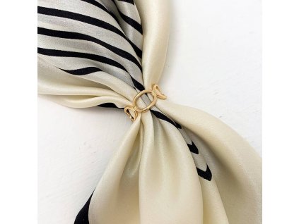 Malá spona / průvlek na šátek zlatý kroužek s ovály v dárkovém balení, WHITE ORCHID