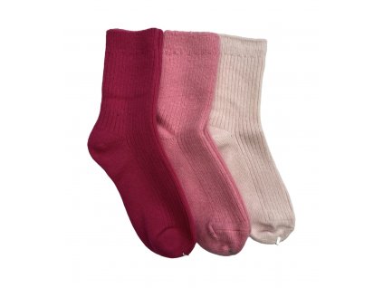 Růžová sada jemných vlněných ponožek 3 ks, WHITE ORCHID