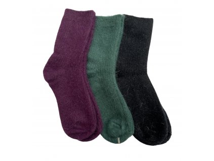 Tmavá sada jemných vlněných ponožek 3 ks, WHITE ORCHID