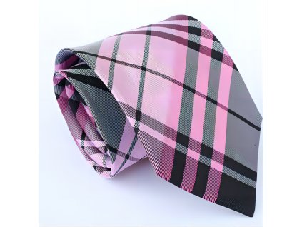 Hedvábná kravata černo-růžová, HEDVÁBNÝ SVĚT