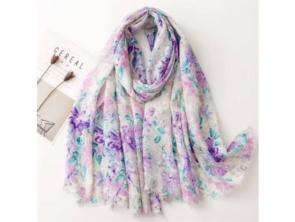 Bavlněný šátek/šála růžovo-fialový 90x180 cm, WHITE ORCHID