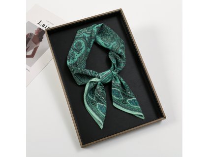 Hedvábný šátek Zelené opojení 70x70 cm v dárkovém balení, HEDVÁBNÝ SVĚT