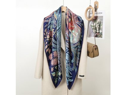 Hedvábný šátek Tropický ráj 110x110 cm v dárkovém balení, HEDVÁBNÝ SVĚT