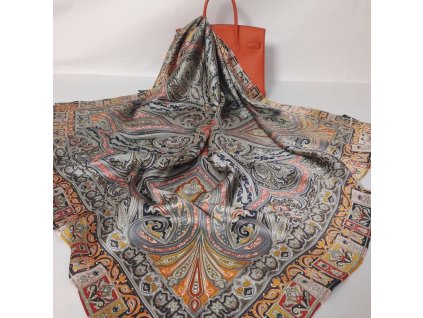 Hedvábný šátek Velký ornament 110x110 cm v dárkovém balení, HEDVÁBNÝ SVĚT