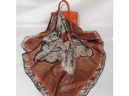 Hedvábný šátek Indická mandala 110x110 cm v dárkovém balení, HEDVÁBNÝ SVĚT(3)
