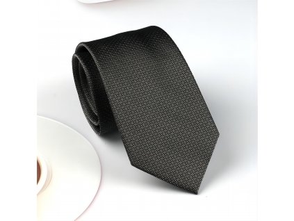 Hedvábná kravata tmavě šedá se vzorem, HEDVÁBNÝ SVĚT