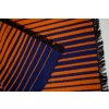 Šála z česaného hedvábí modro-oranžová se vzorem oboustranná, HEDVÁBNÝ SVĚT (2)