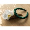 Hedvábná čelenka do vlasů pevná - smaragdová, WHITE ORCHID