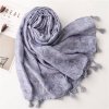 Bavlněný šátek/šála s modro-šedý s květy 90x180 cm, WHITE ORCHID (6)