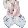 Hedvábný šátek šedo-růžový s květy 70x70 cm v dárkovém balení, HEDVÁBNÝ SVĚT