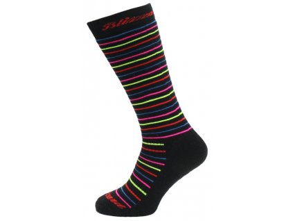 lyžařské ponožky BLIZZARD Viva Allround ski socks junior, black/rainbow stripes, AKCE