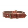 Kožený obojek s velurem Cognac 40 mm - OBV.100160 COG