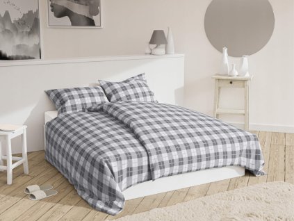 Šedé povlečení do ložnice Klarisa ve specifickém designu.