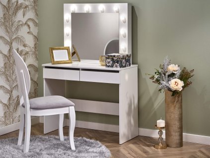 Bílý toaletní stolek Hollywood