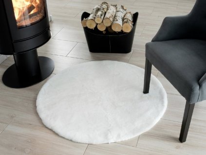 Bílý kulatý shaggy koberec Rabbit 100 cm