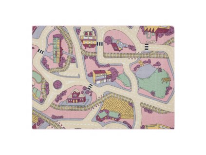 Ružičasto-bež tepih za djecu Miasteczko