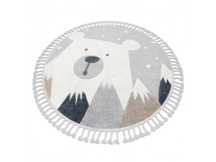 Sivo-bijeli dječji tepih Yoyo s medvjedom