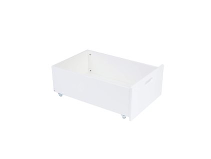 Bijela ladica ispod dječjeg krevetića.