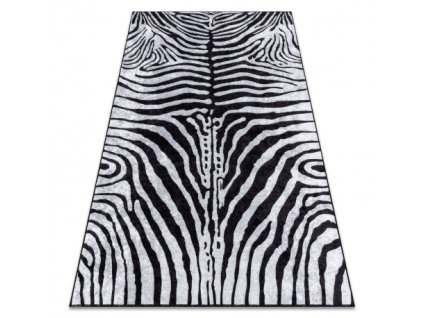 Sivo-bijeli tepih Miro sa zebrinim uzorkom.
