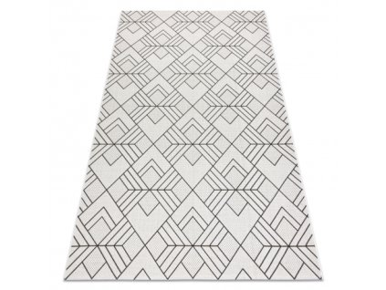 Sivo-kremasti geometrijski tepih Sizal